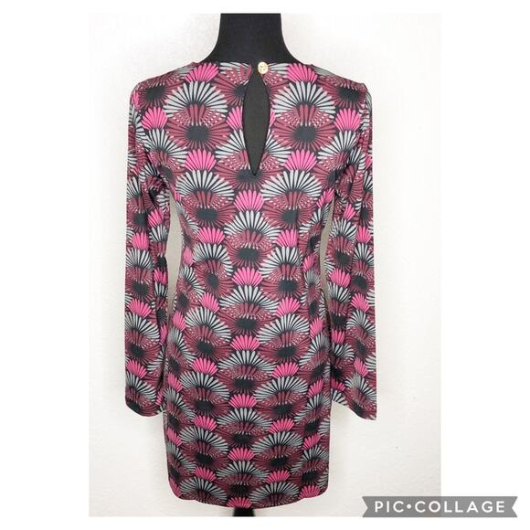 Tracy Negoshian Shelby Layered Flowers black pink gray shift dress Medium NWT - Picture 14 of 14